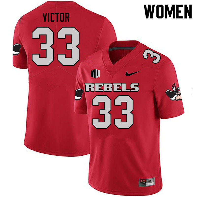 Women #33 Mychal Victor UNLV Rebels College Football Jerseys Sale-Scarlet - Click Image to Close